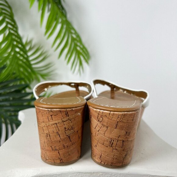 Y2K Style American Eagle Tan & White Chunky Platform Flip Flops Sandals / 7.5 - Picture 4 of 6